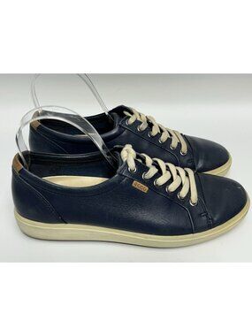 ECCO Soft 7 Womens Sneakers 8 EU 39 Blue Leather Low Top Lace Up Preppy Shoes